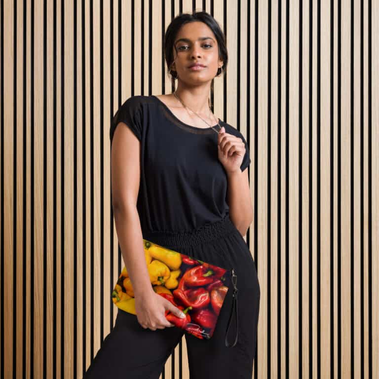 Crossbody bag - Red and yellow pepper by michael muller art photography shop buy online