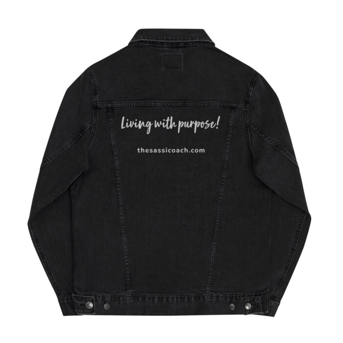 Living with Purpose – unisex-denim-jacket-black-denim – Âme by Sassi
