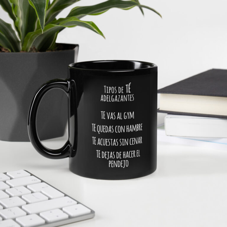 Black Glossy Mug “Tipos de Té adelgazantes” – Âme by Sassi