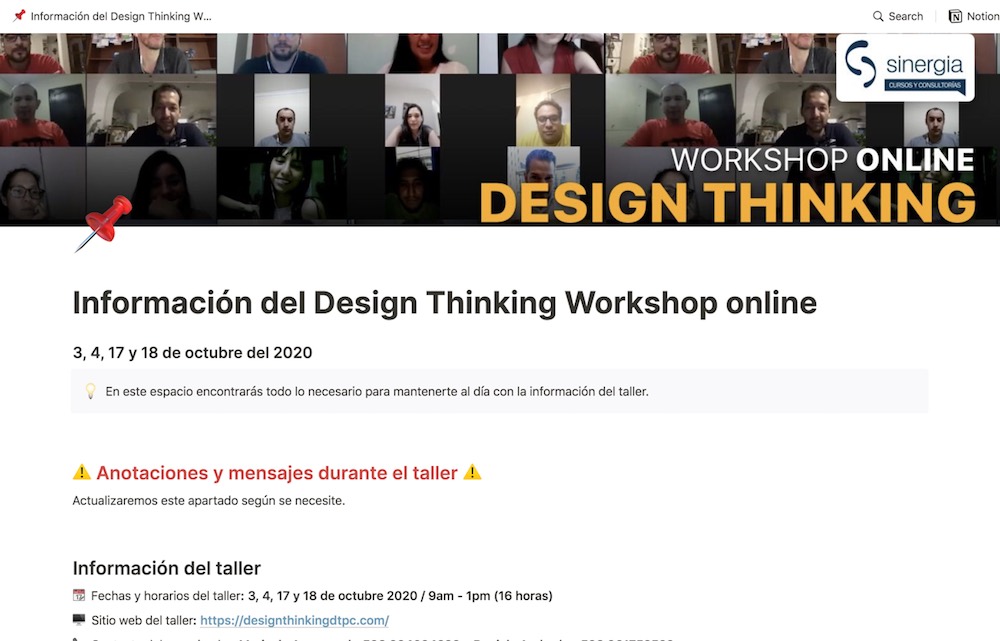 notion taller curso design thinking michael muller ecuador tips curso remoto virtual


